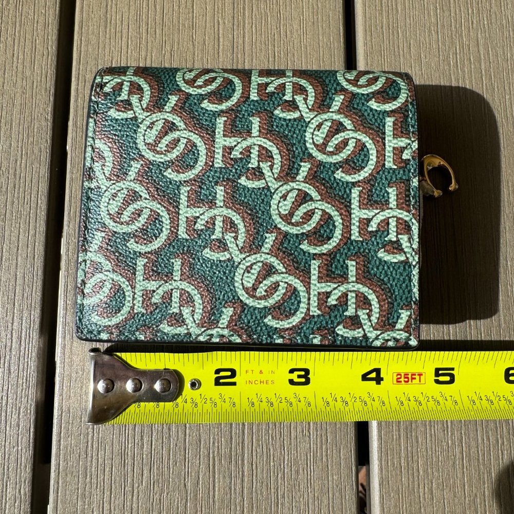Coach Green Snap Wallet with Signature Monogram Print - NWT - Picture 4 of 9